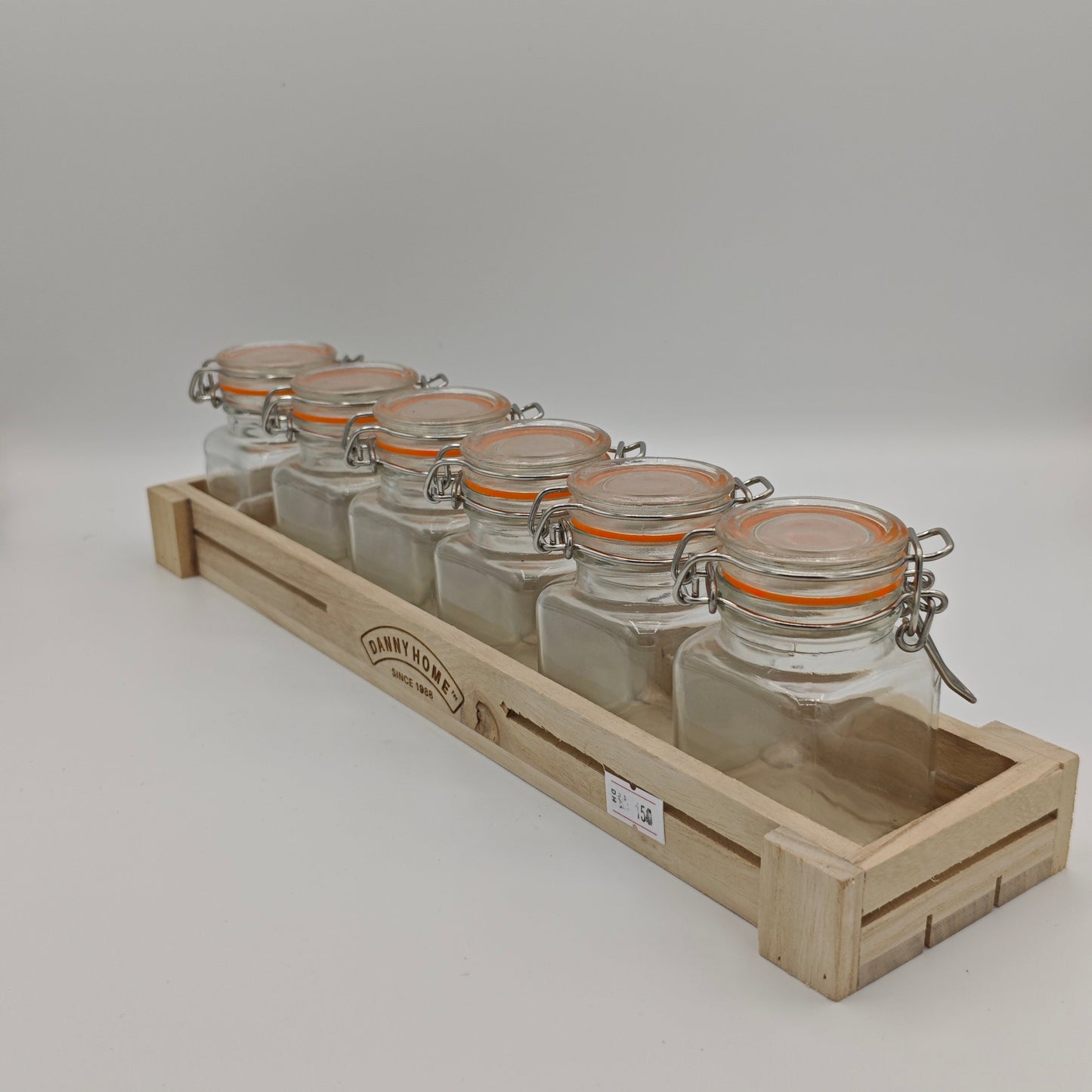 6 Glass Jars Spice Rack