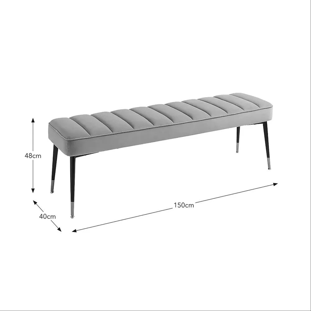 Rectangular Dark Beige Dining Bench, 4 Seater