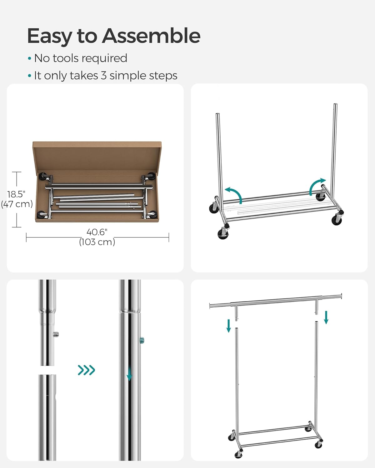 SONGMICS Clothes Rack on Wheels HSR13S