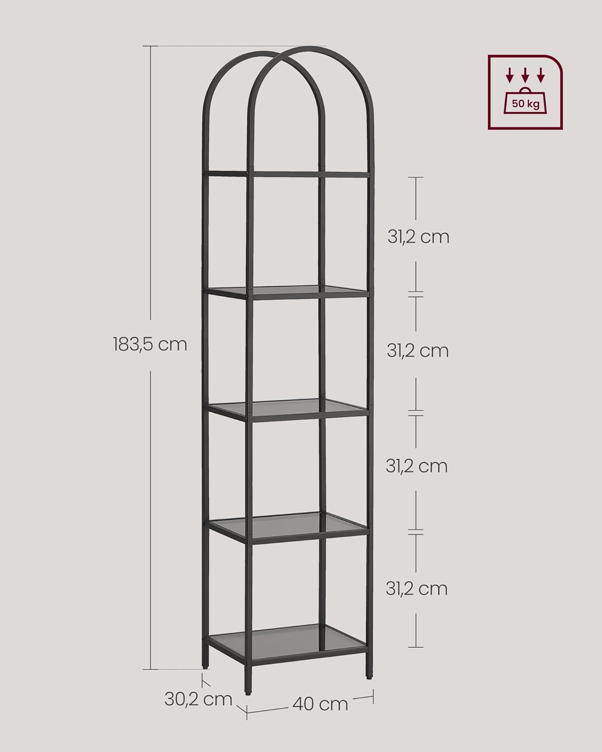 VASAGLE 5-Tier Shelf LGT501G01