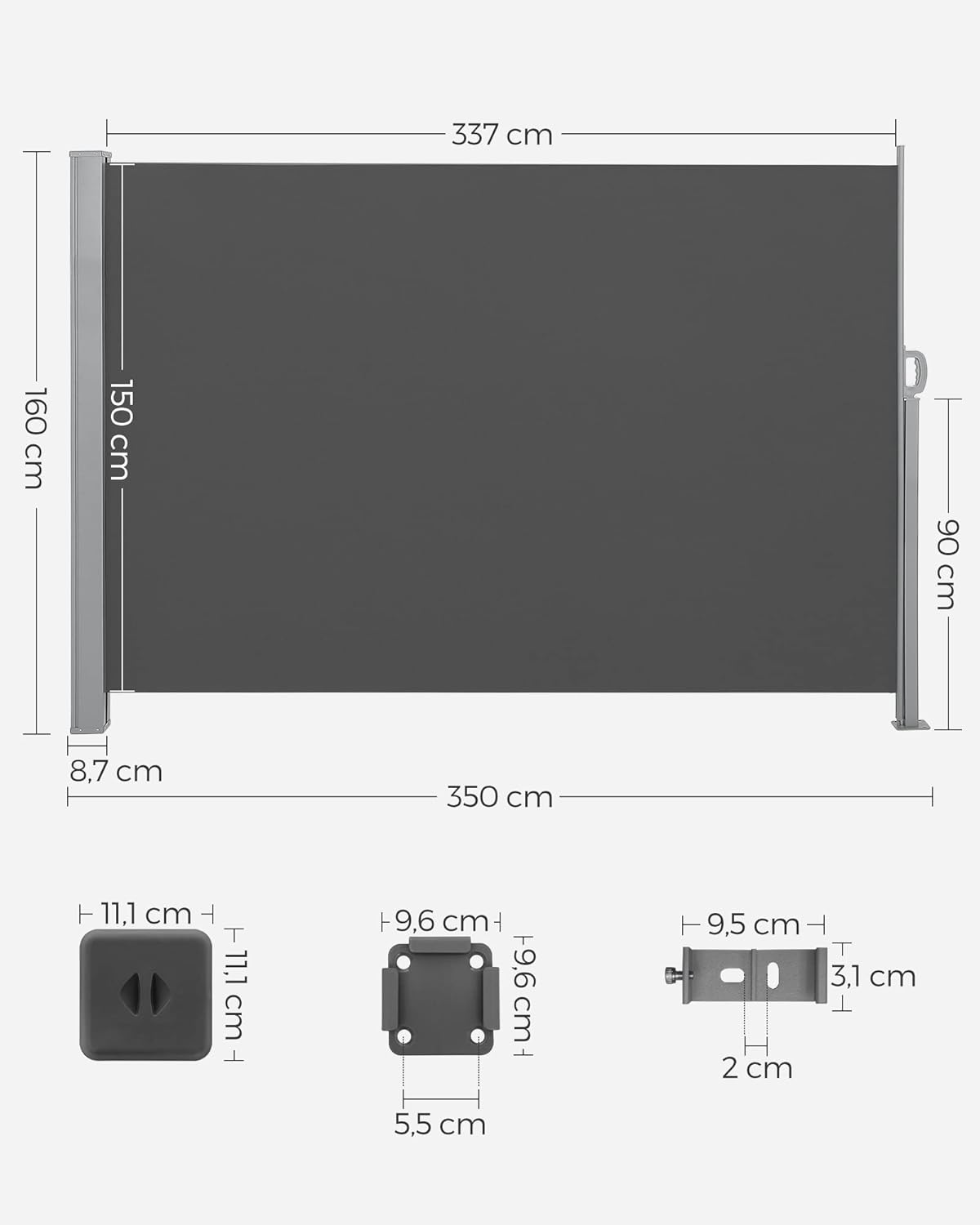 SONGMICS Side Awning with Steel Box GSA165G02