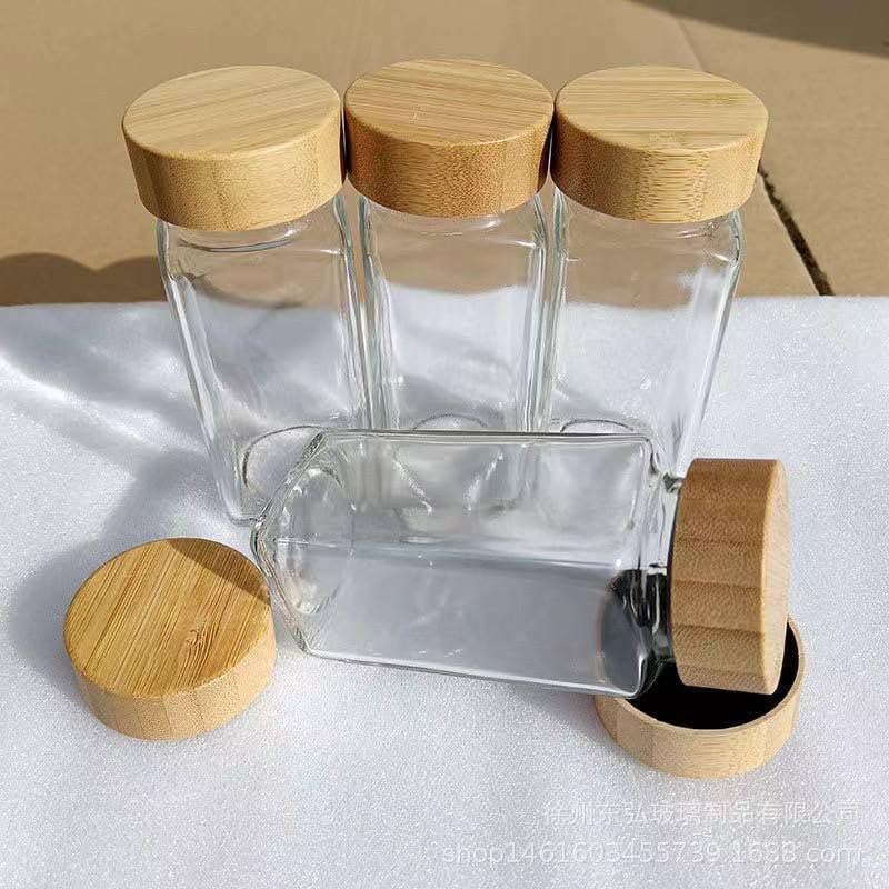 Set of 24 Spice Jars with Airtight Bamboo Lids