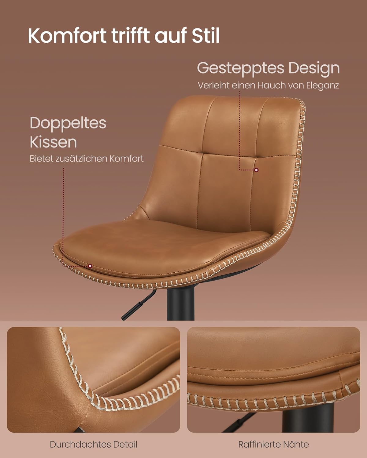 VASAGLE Set of 2 Bar Stools