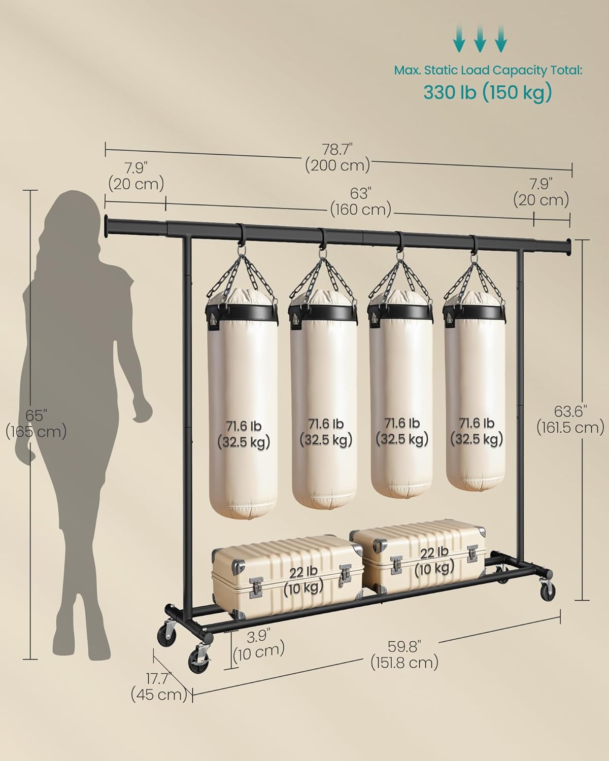 SONGMICS Clothes Rack on Wheels (HSR175B01)