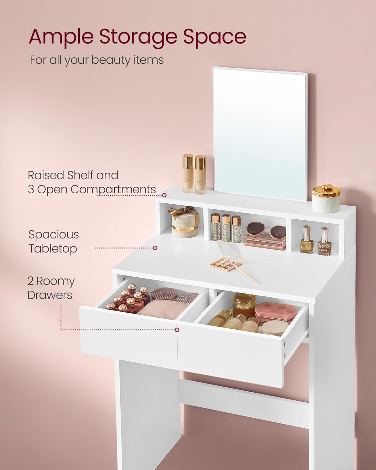 VASAGLE Modern White Dressing Table RDT103W01