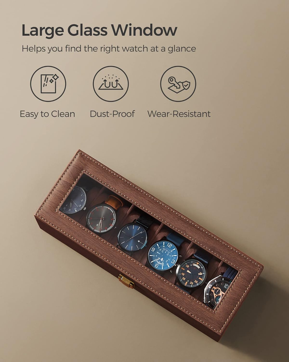 SONGMICS Watch Box with 6 Slots (JWB006K01)