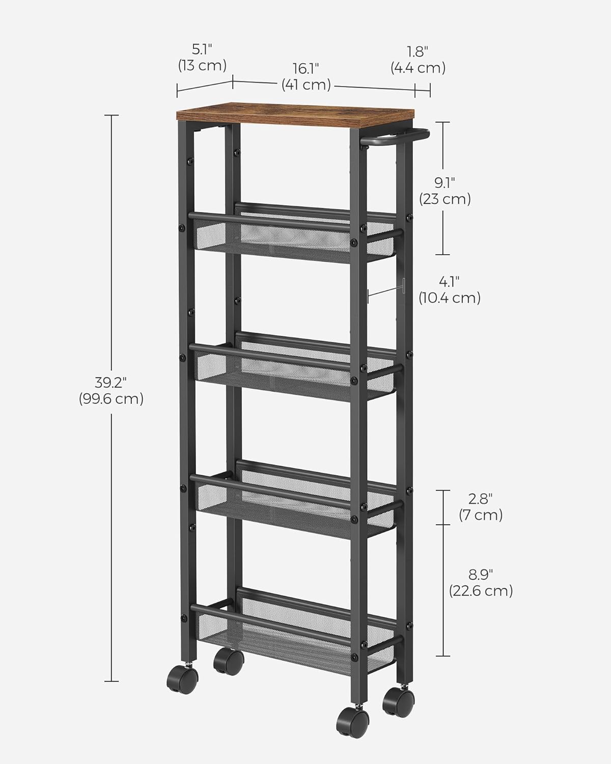 VASAGLE 5-Shelf Trolley LRC034B01