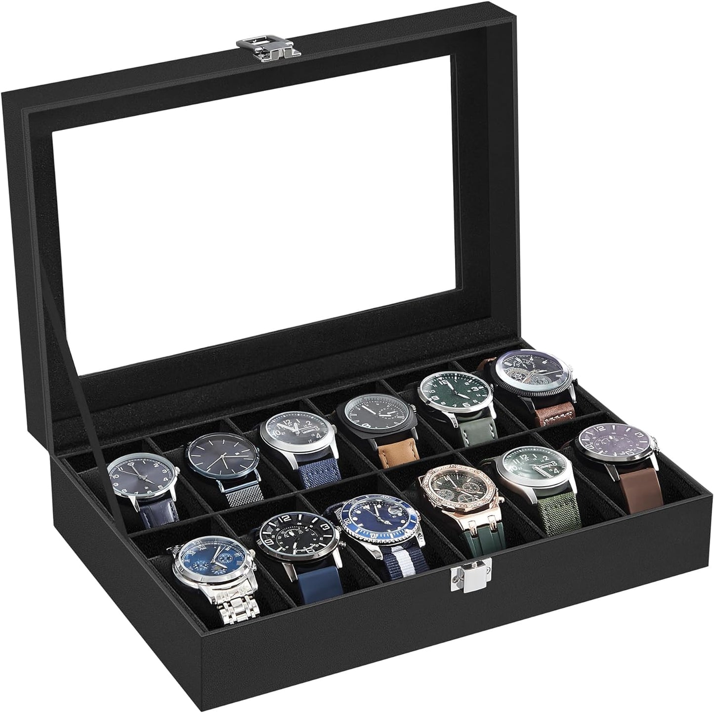 SONGMICS Watch Box with 12 Slots JWB12B