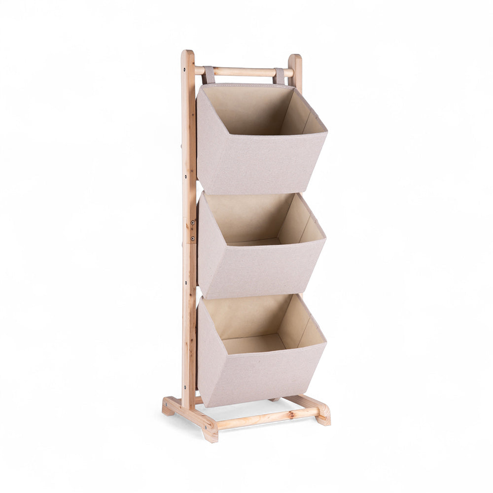 Wooden Storage Basket Rack