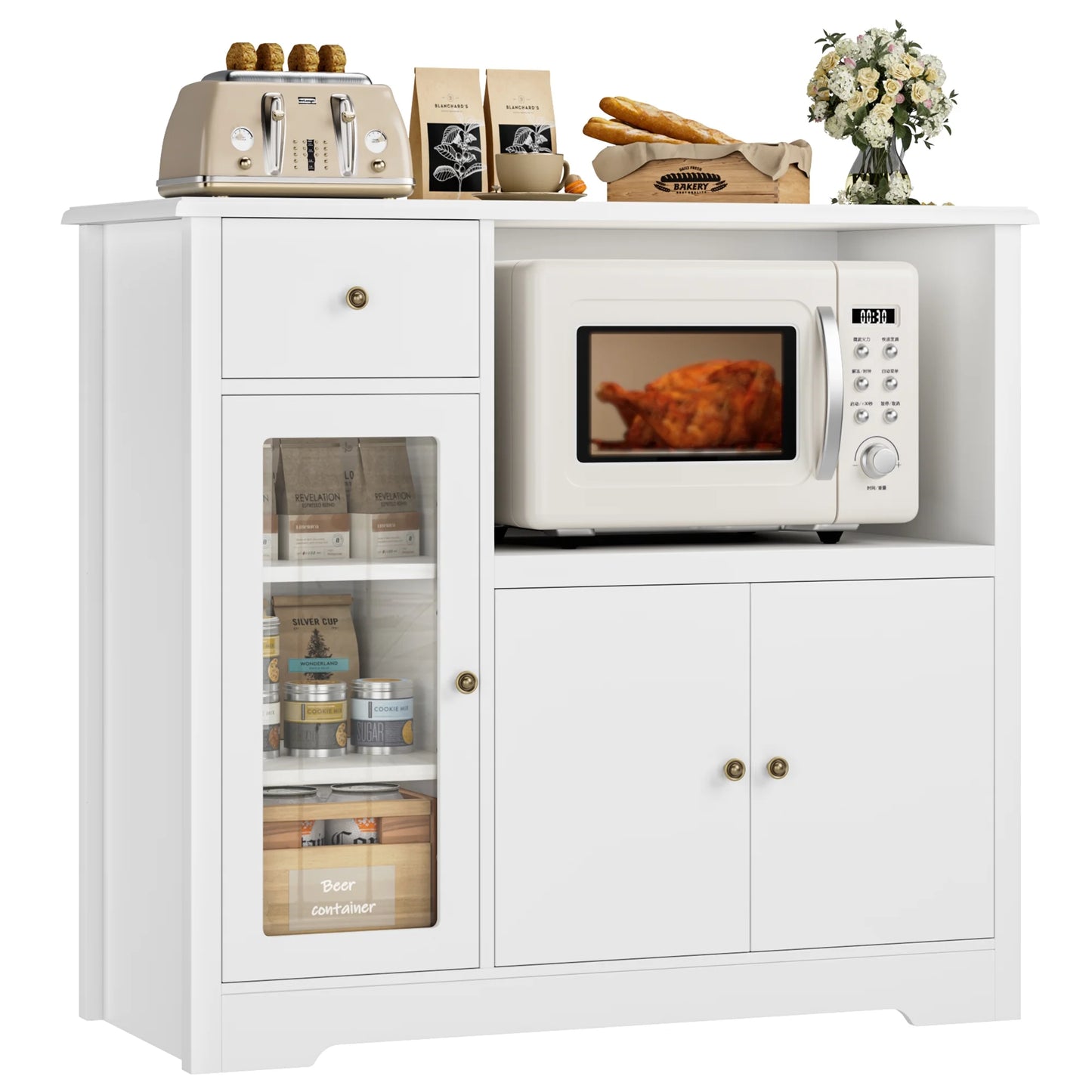 Microwave Cabinet with Hutch