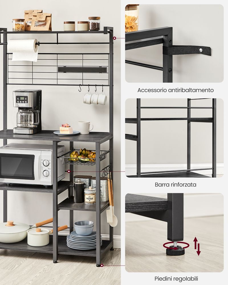 VASAGLE Kitchen Shelf with Magnetic Knife Holder