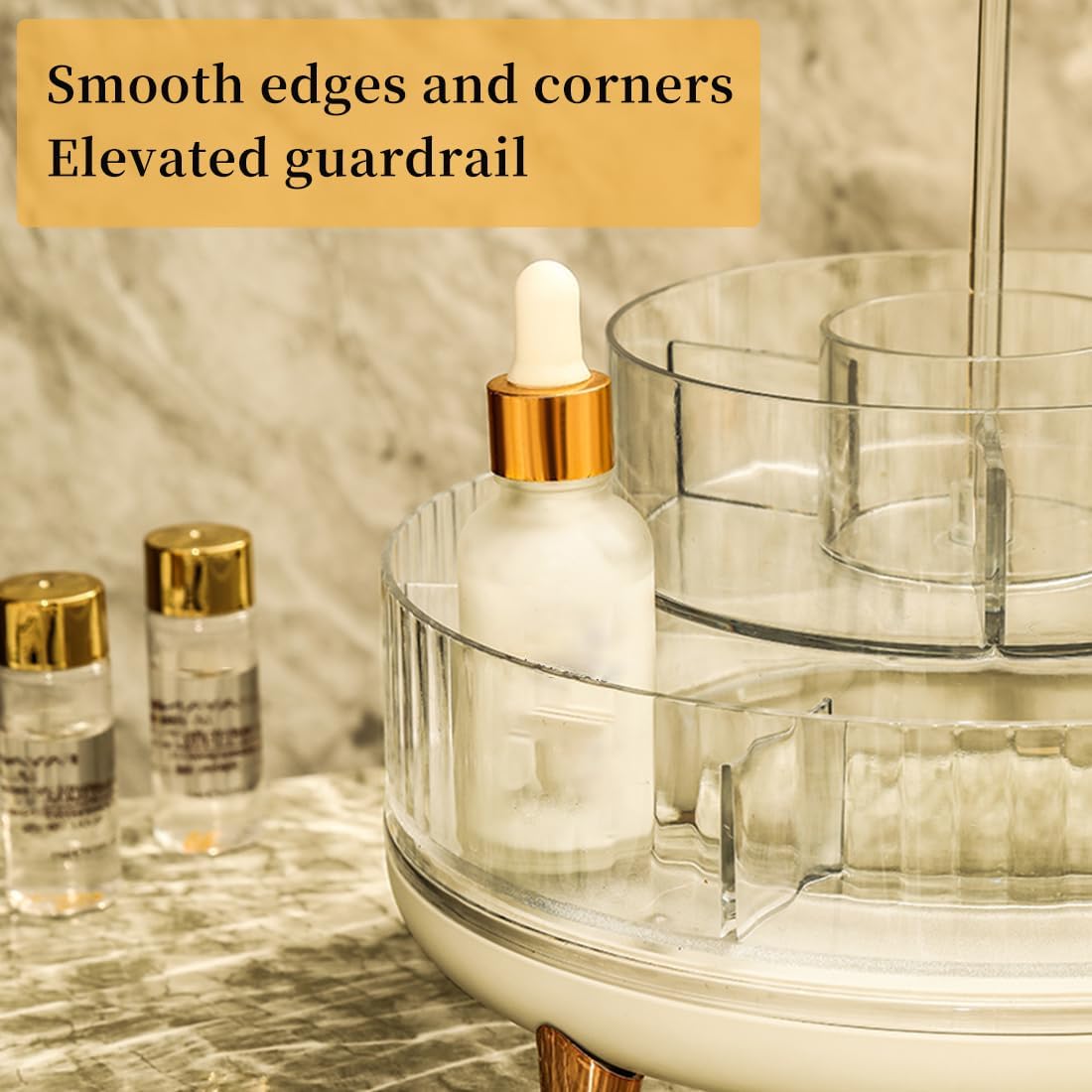 360 Rotating Makeup Organiser with Jewelry Towers Tray