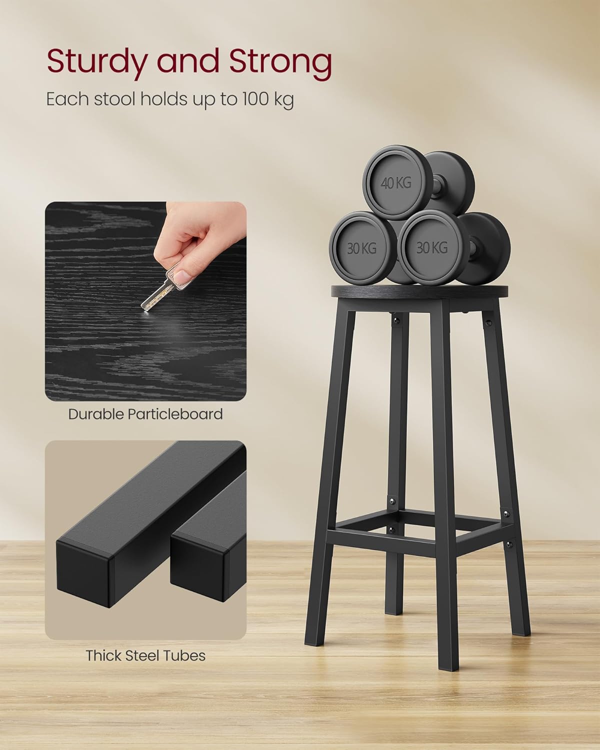 VASAGLE Bar Stools Set of 2