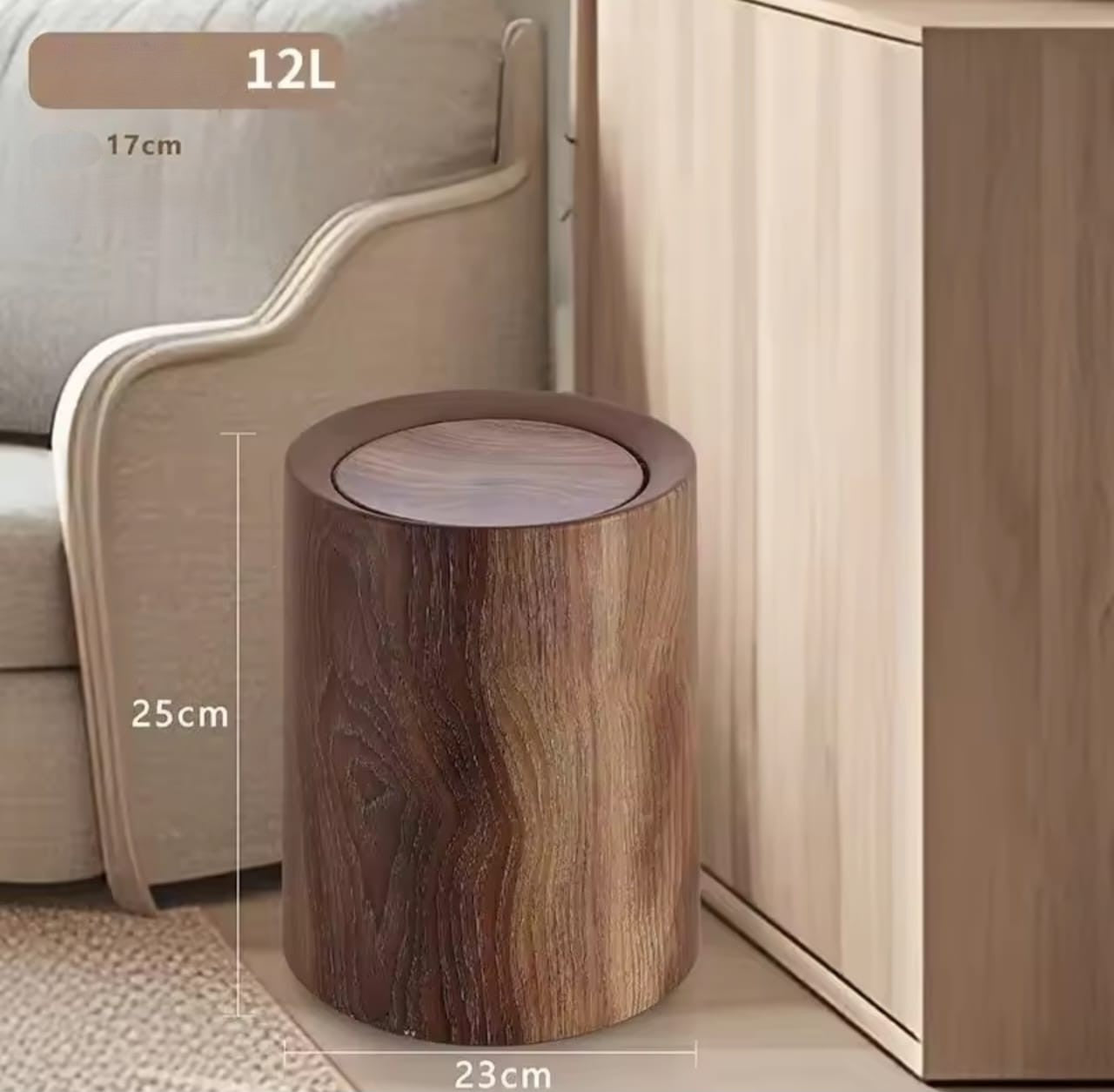 Plastic Wood Color Trash Can