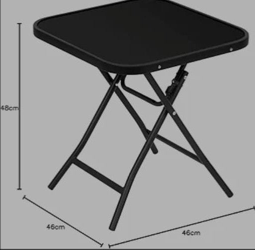 WOLTU Folding Metal Side Table with Tempered Glass Top (Z-PNT8145BLK)