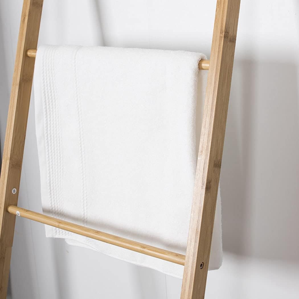 Bamboo Saving Space Leaning Blanket Rack with Basket