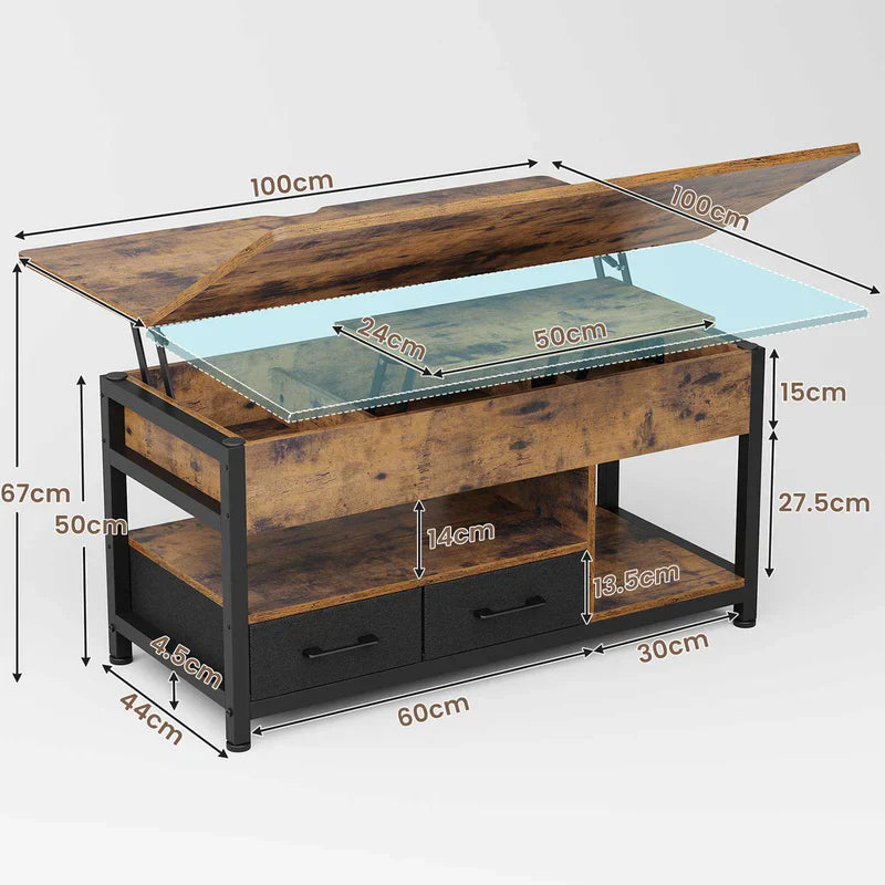 3‑in‑1 Lift‑Top Coffee Table with Storage Shelf