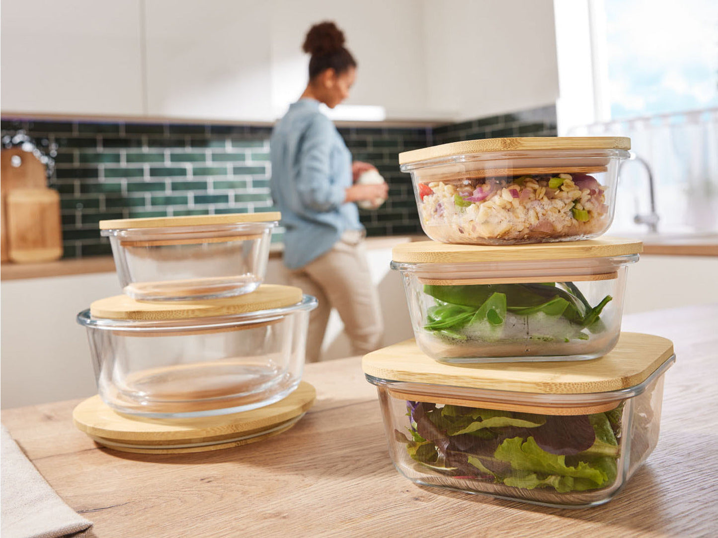 ERNESTO 3 Pcs - storage Bowls with bamboo lids