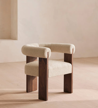 Eldon Dining Chair, Boucle, Walnut