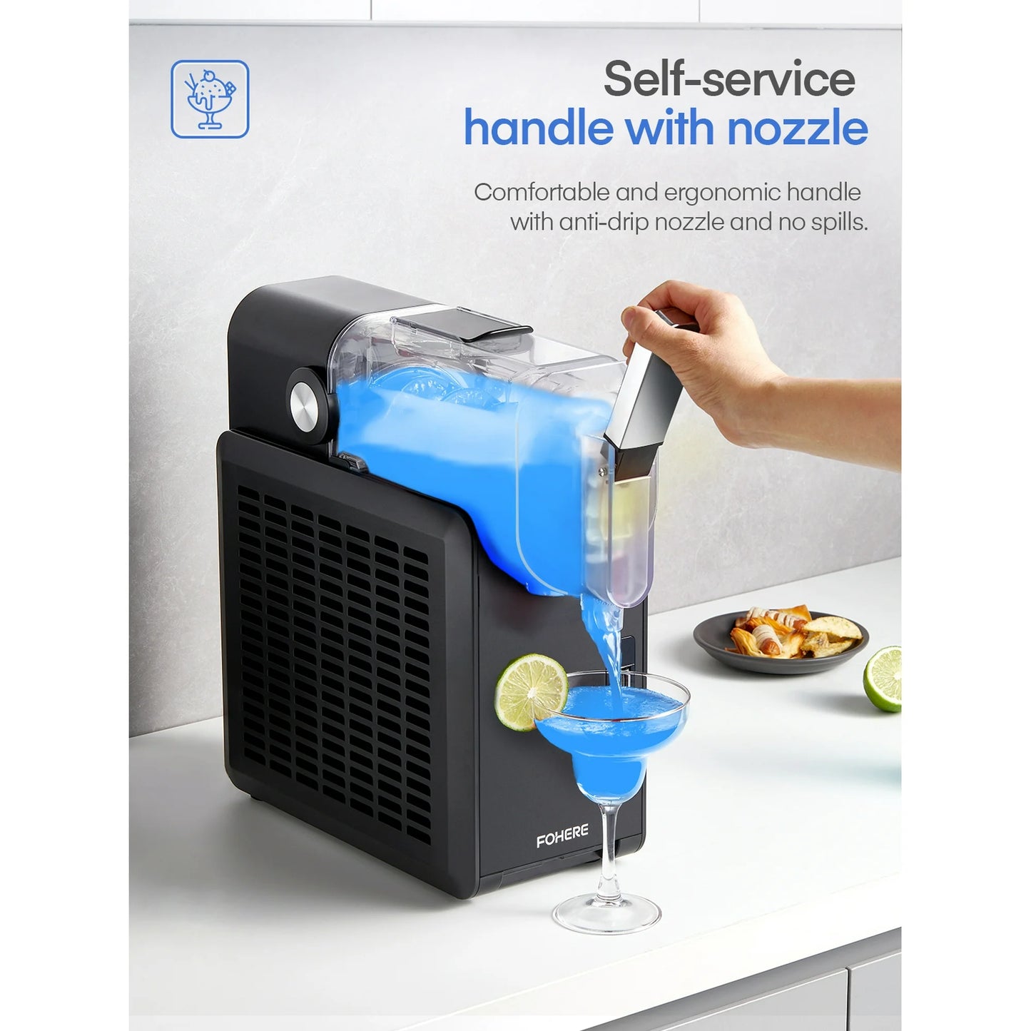 FOHERE Professional Slushie Machine with Quick-freeze Technology