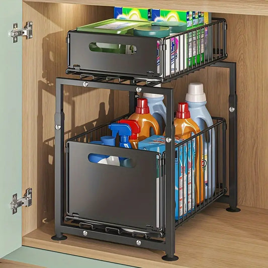 2-Tier Sliding Cabinet Organizer