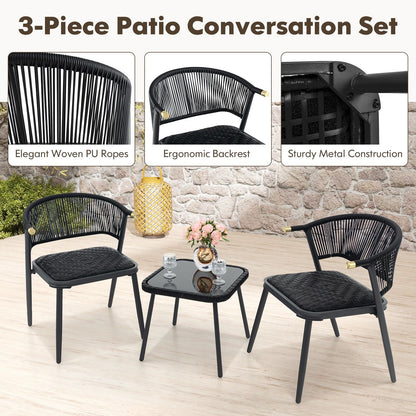Costway 3 Piece Outdoor Wicker Furniture Set
