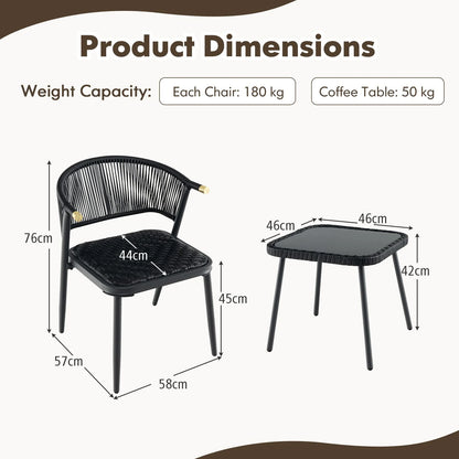 Costway 3 Piece Outdoor Wicker Furniture Set