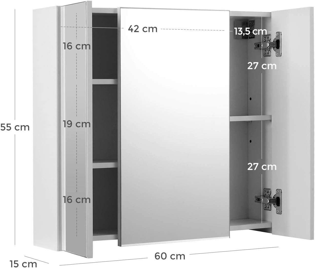 VASAGLE Bathroom Wall Cabinet with Mirror