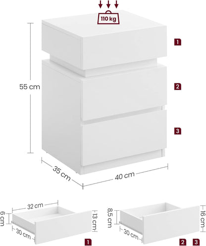 VASAGLE bedside table with LED lighting