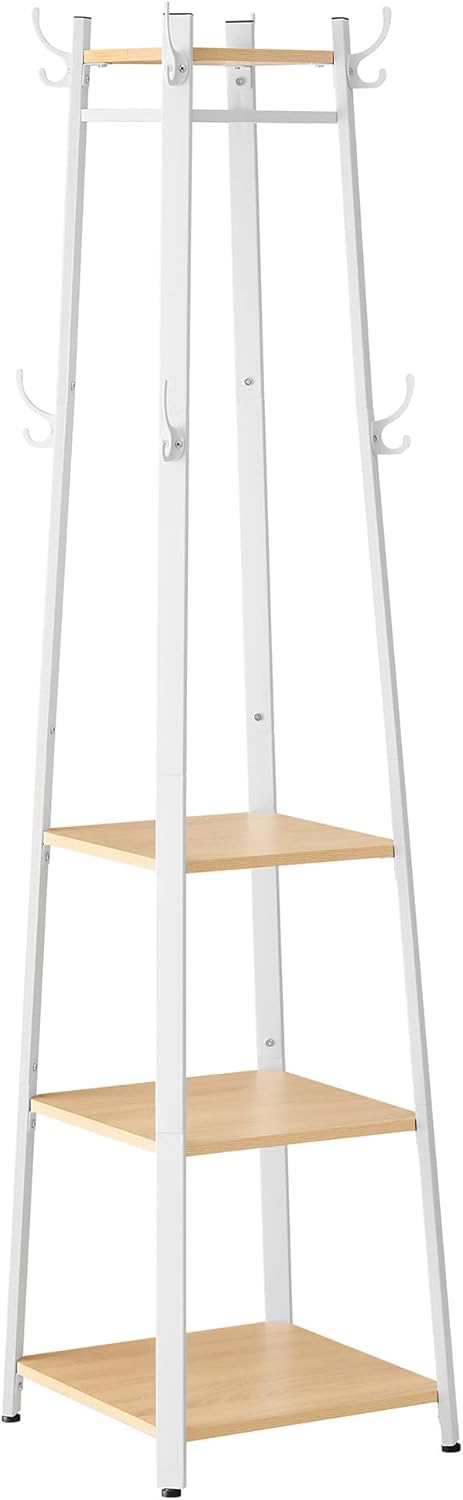 VASAGLE Coat Stand, Coat Rack with 8 Double Coat Hooks (LCR080W09)