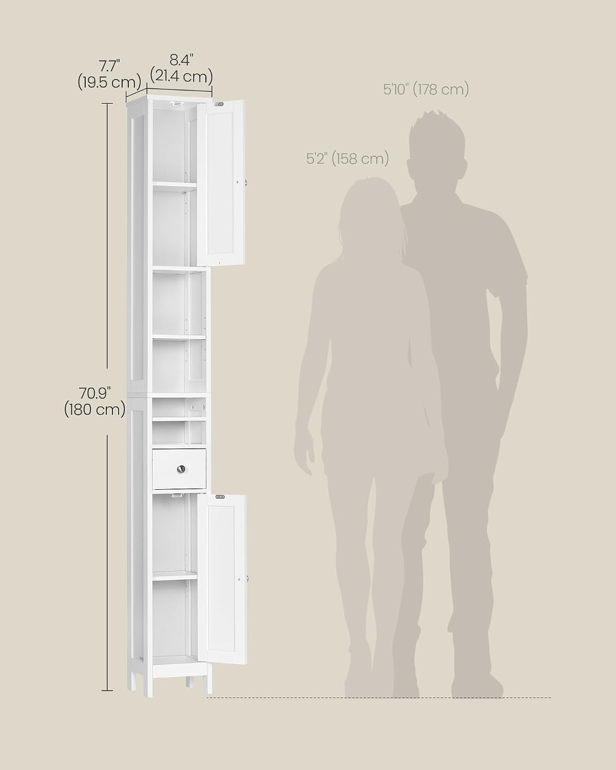 VASAGLE Tall Bathroom Cabinet (BBC765W01)