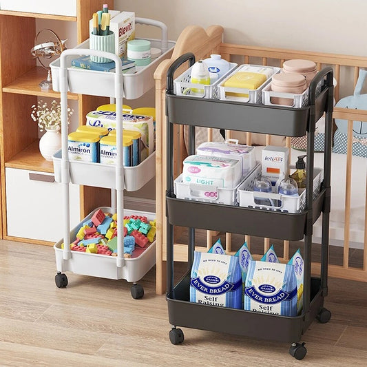 Plastic Rectangular Rack Trolley 3 Tiers
