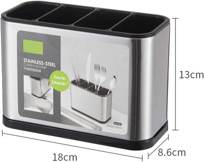 Stainless Steel Cutlery Bucket & Drainer