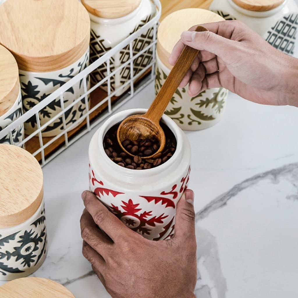 Ceramic Food Storage Jar with Wooden Lid
