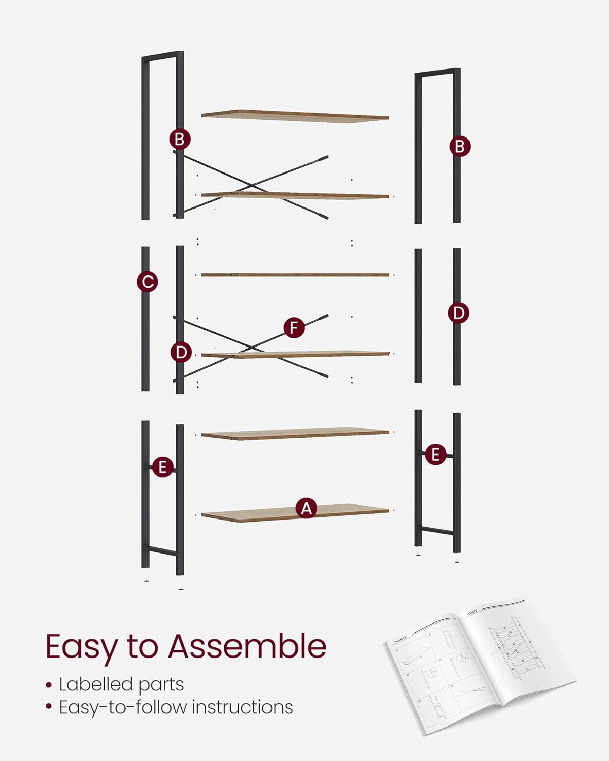 VASAGLE 6-Tier Tall Bookshelf