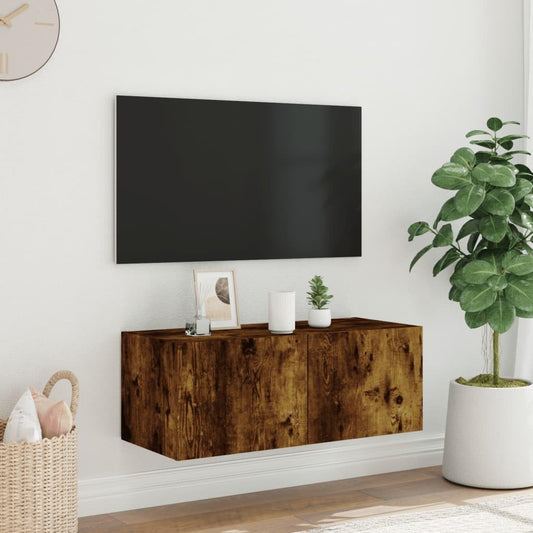 Smoked Oak TV Wall Cabinet