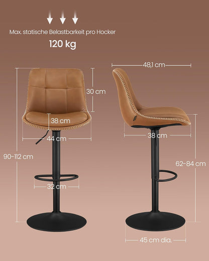 VASAGLE Set of 2 Bar Stools