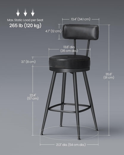 VASAGLE Set of 2 Bar Stools