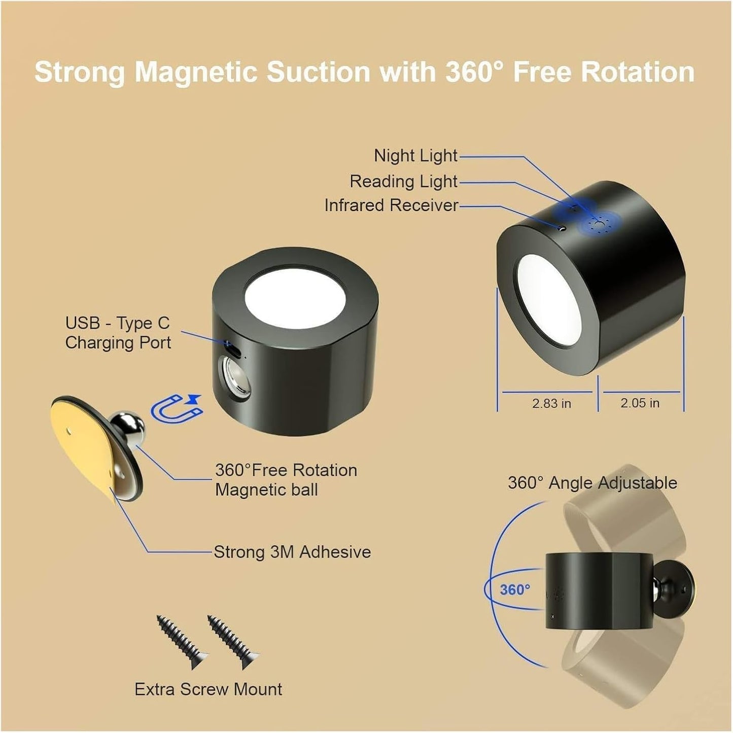 Touch & Remote Control Indoor Wireless Rechargeable Wall Lamp