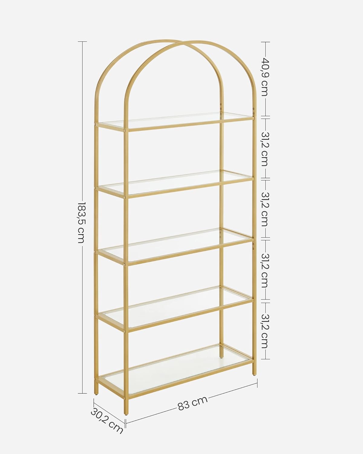 VASAGLE 5 Tier Tempered Glass Shelf