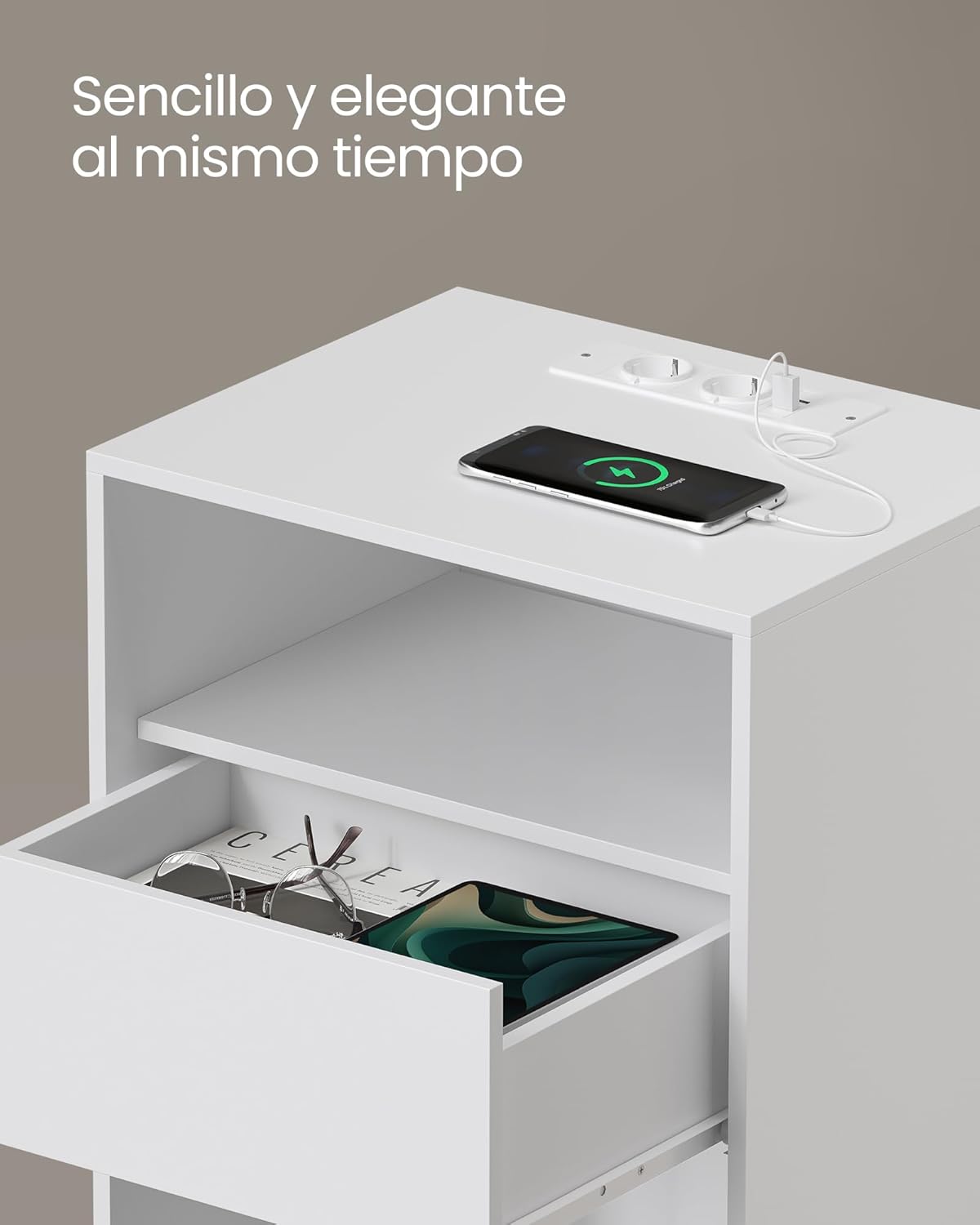 VASAGLE Snapsemble Bedside Table with 1 Drawer (LET777W04)