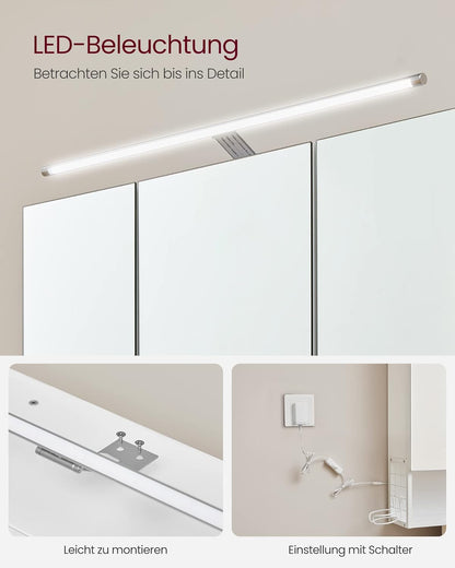 VASAGLE Bathroom Cabinet with LED Lighting
