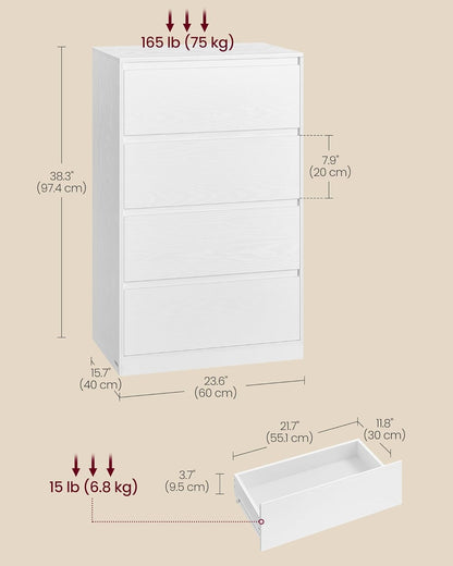 VASAGLE Chest of Drawers for Bedroom (LTS614WE02)