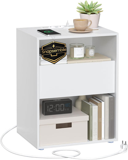 VASAGLE Snapsemble Bedside Table with 1 Drawer (LET777W04)
