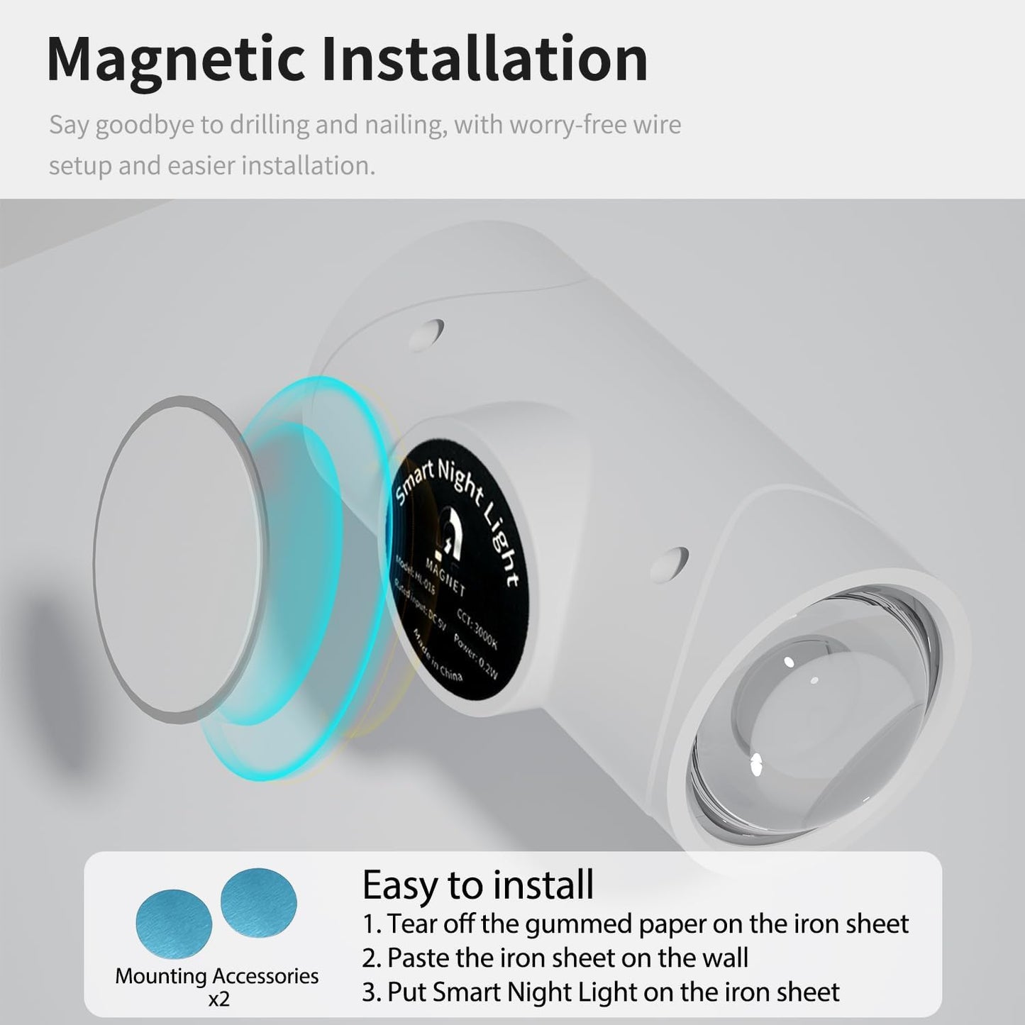 Set of 2 Wireless Wall Lamp with Motion Sensor and Switch