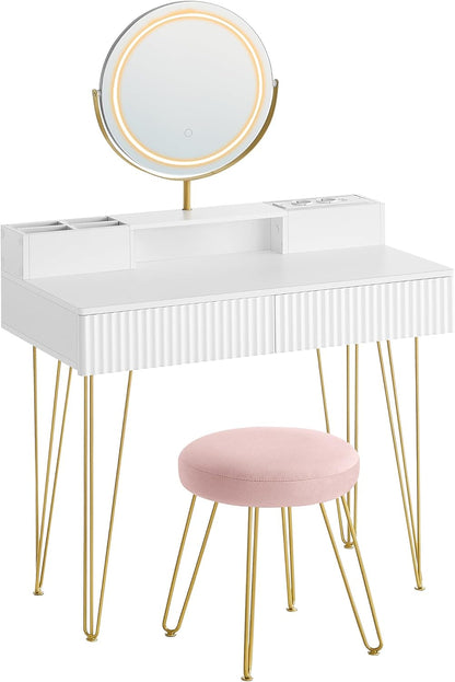 VASAGLE Dressing Table with Stool RVT019W01
