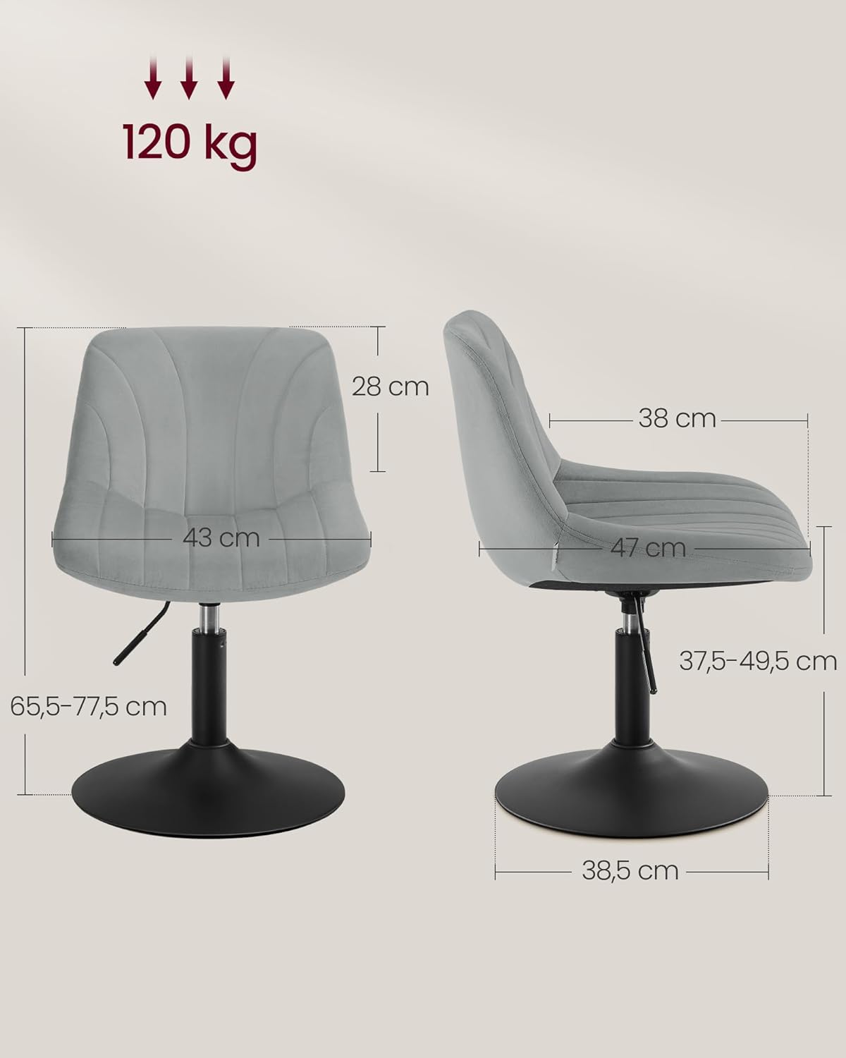 VASAGLE Dressing Table Chair (LJB160GD01)