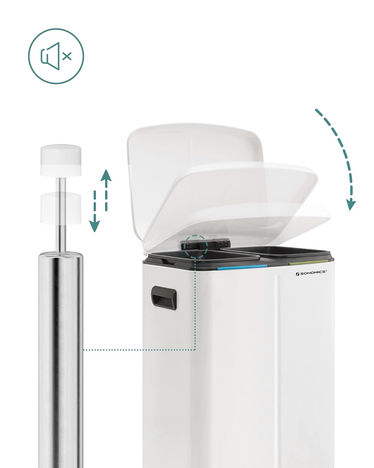 SONGMICS Pedal Bin LTB40WT