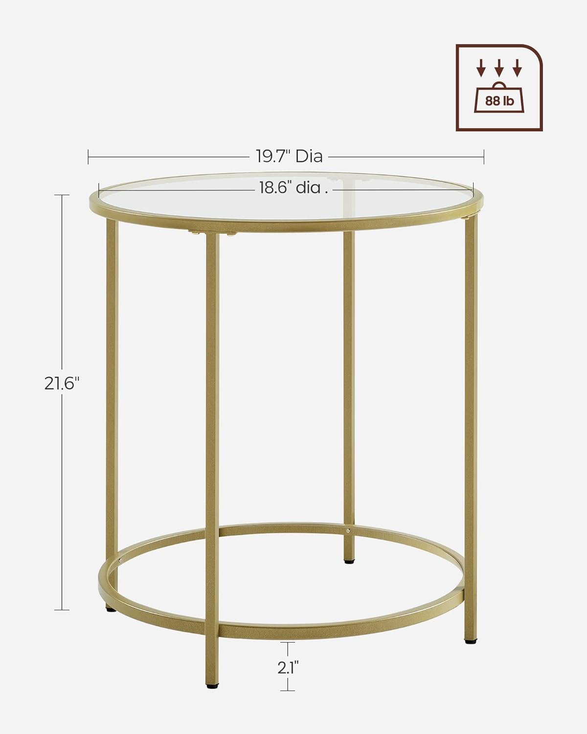 VASAGLE Round Side Table