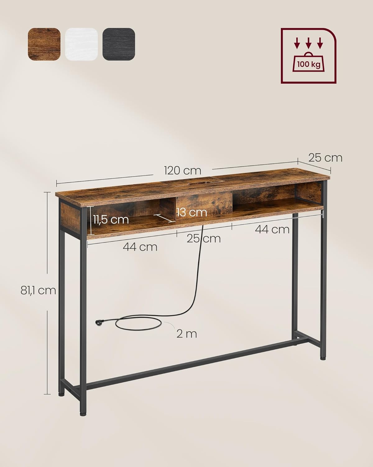 VASAGLE Console Table with Sockets LNT111K01